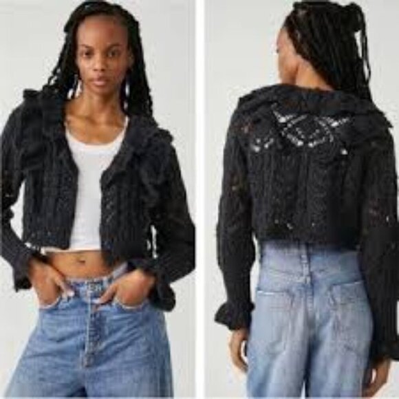 Free People Avery Cardigan Black XS - Picture 6 of 13